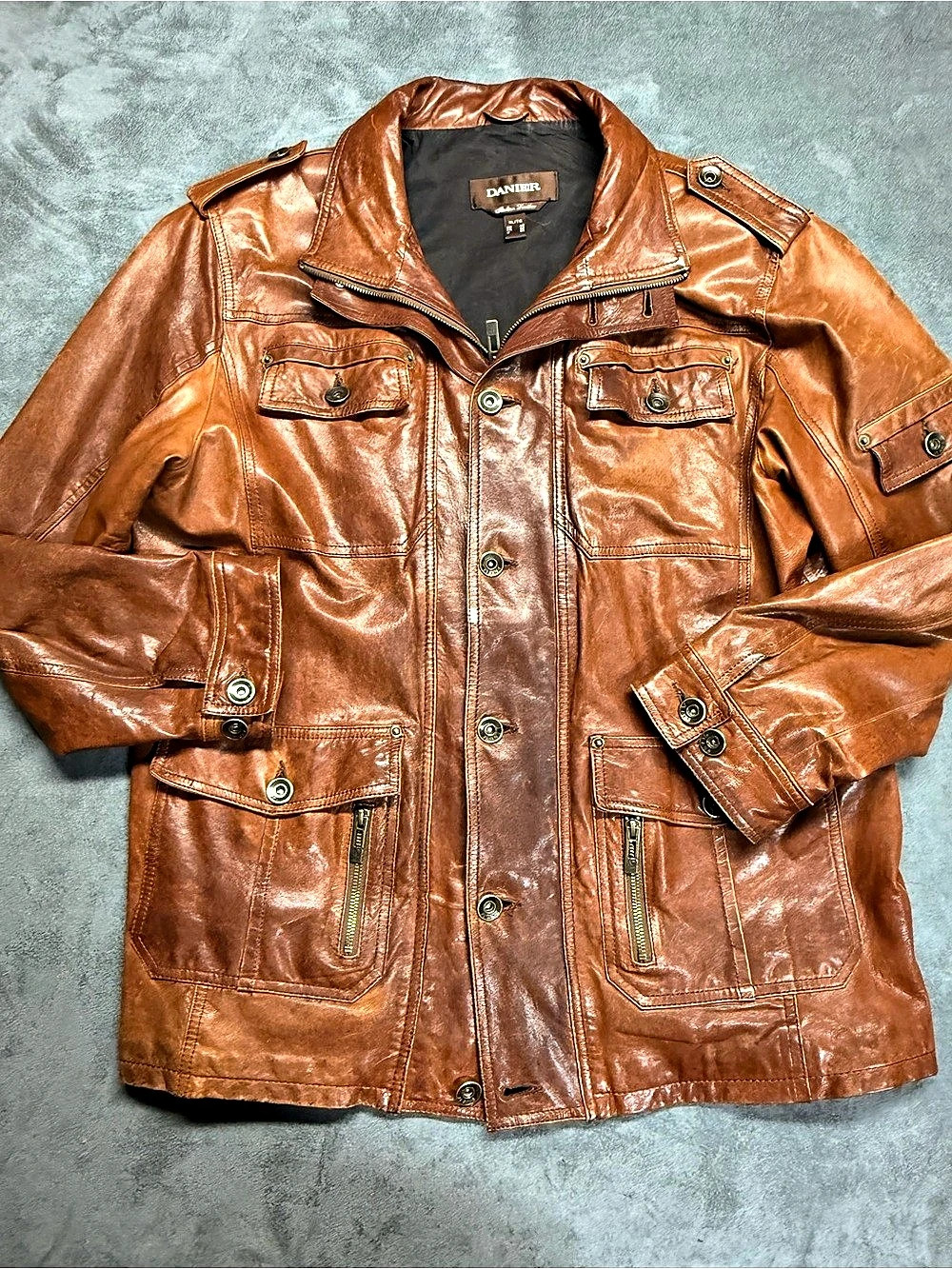 DANIER Leather Field Jacket in Brown XL (46)
